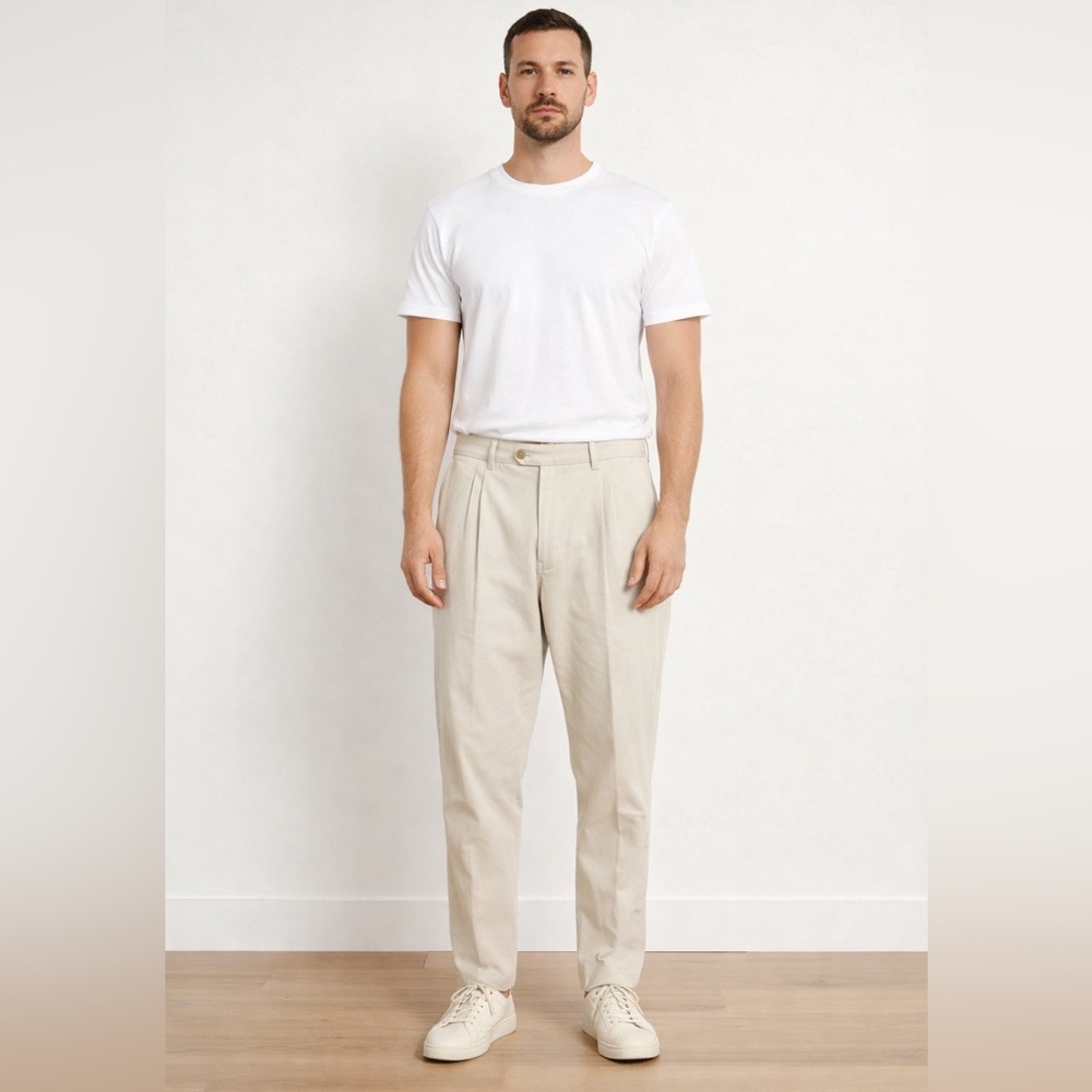 Tommy Bahama Men's Classic Beige Pants Silk Cotton Blend